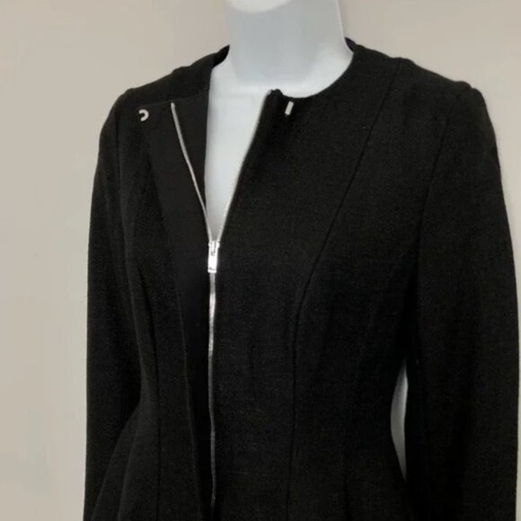Theory Movement Black Canvas Tweed Peplum Blazer Jacket - Picture 10 of 16